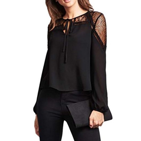 Boutique Tops - New Boho Sheer Mesh Lace cut out blouse